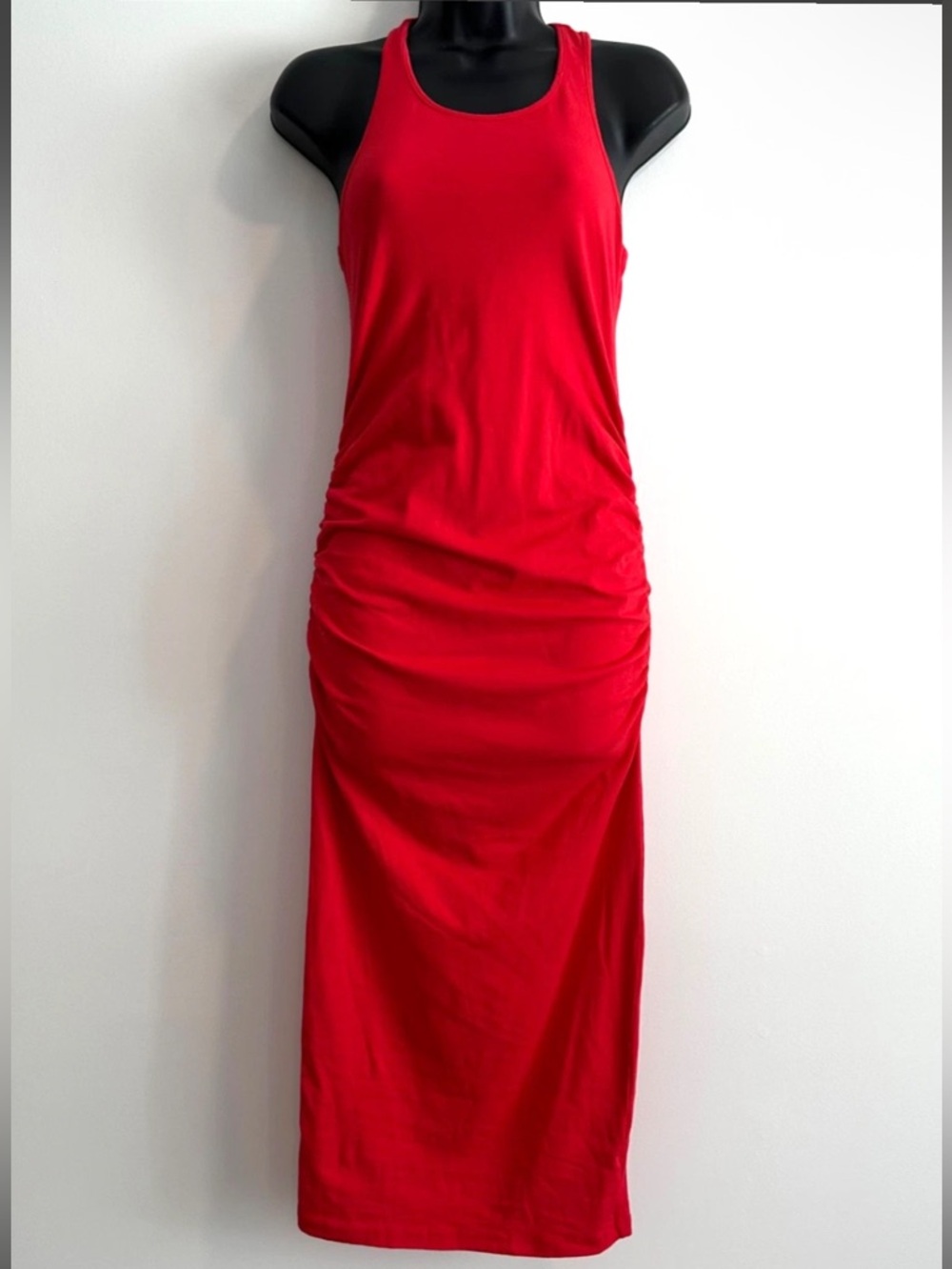 Michael Stars Red Ruched Racerback Maxi Dress